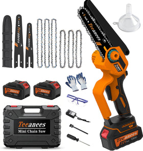TEEANEES 8 inch and 6 inch dual bar chainsaw for versatile pruning and light felling