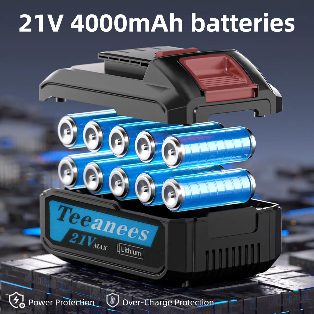 TEEANEES battery display shows remaining power for uninterrupted projects.