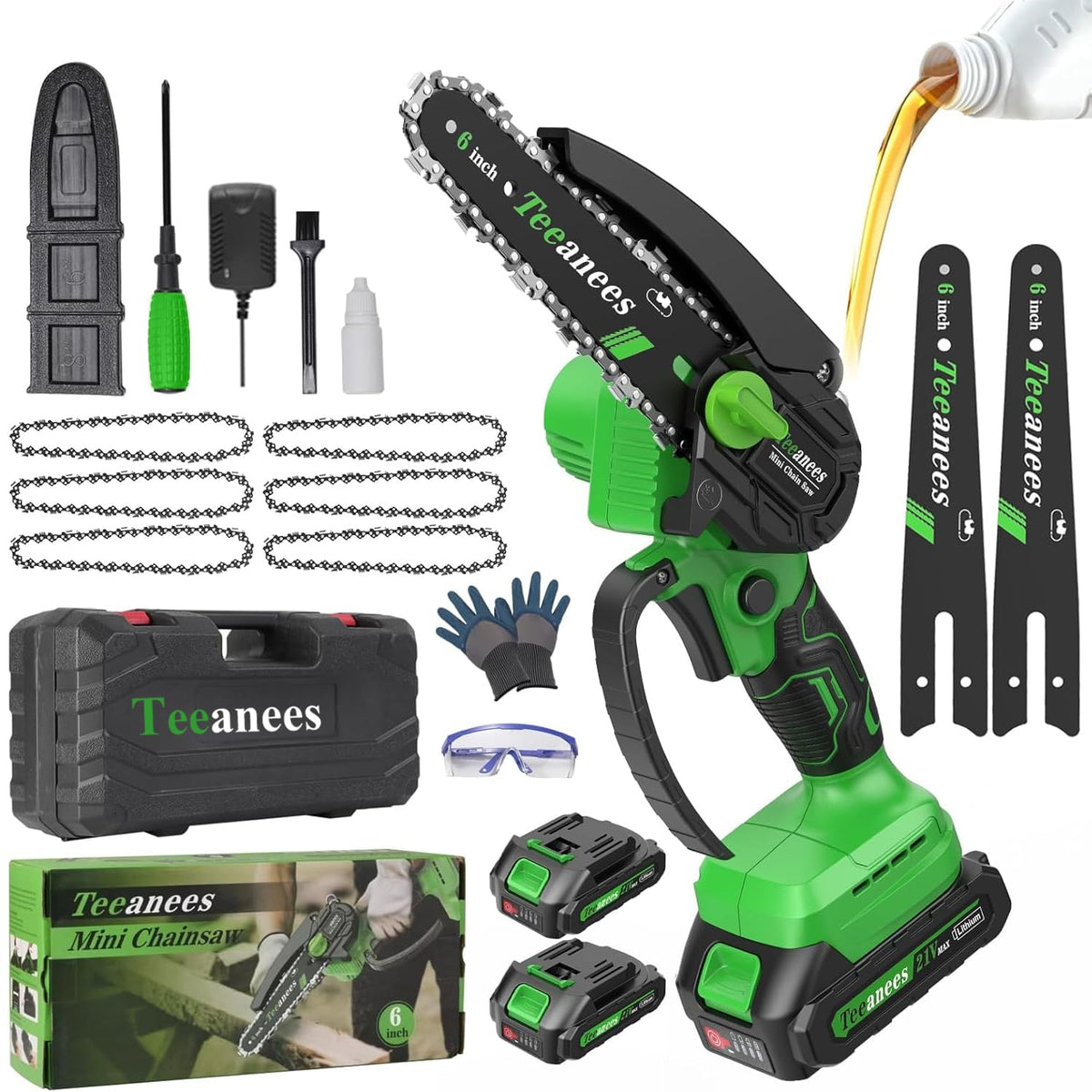 TEEANEES mini chainsaw handles 6inch cuts with precision and speed