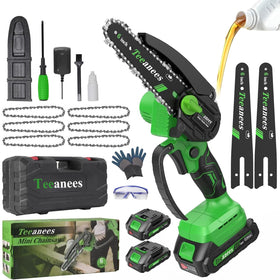 TEEANEES mini chainsaw handles 6inch cuts with precision and speed
