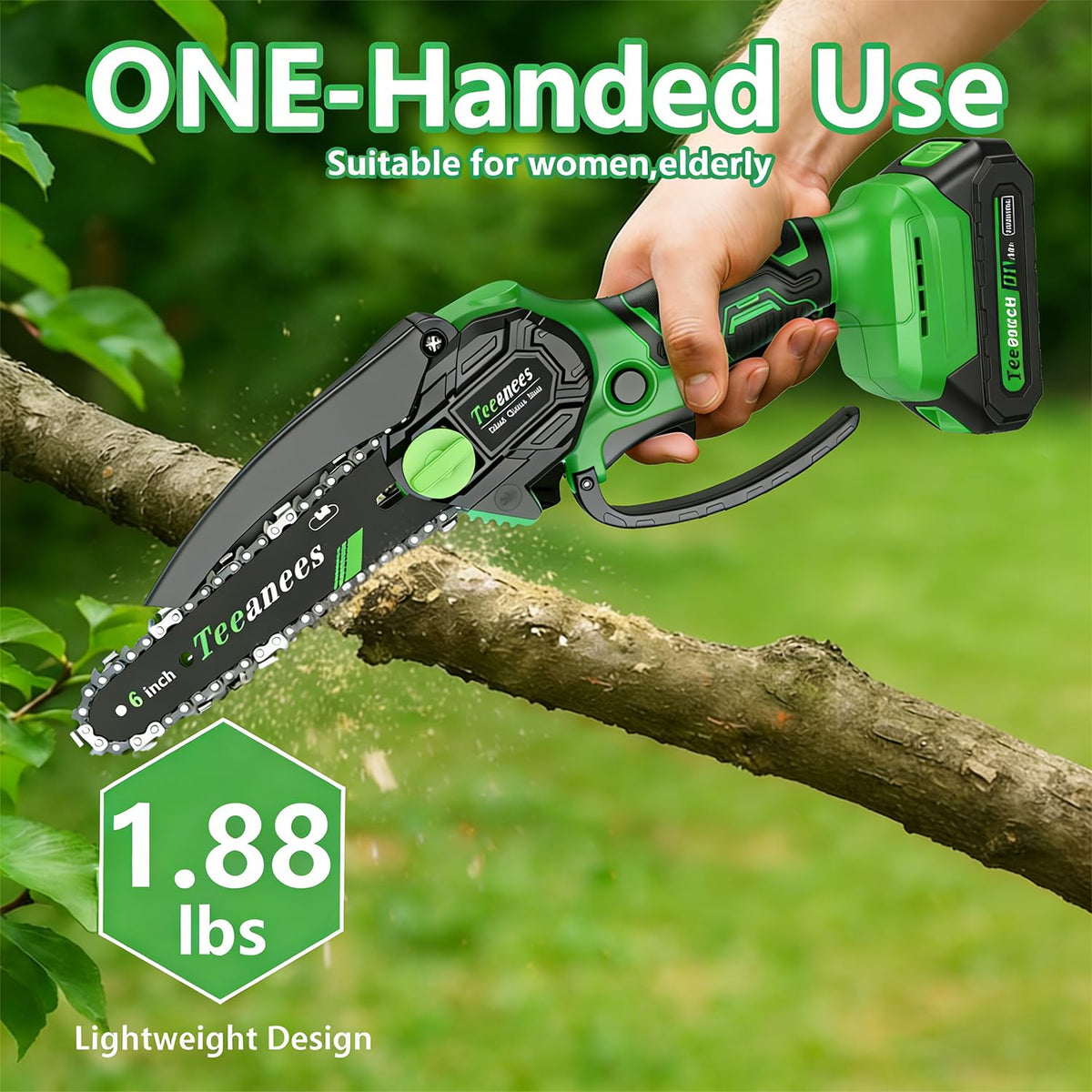 TEEANEES mini chainsaw kit with three chains for versatility