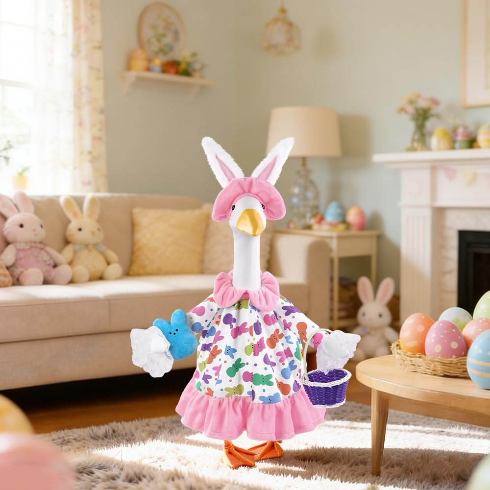 Teeanzo Easter goose outfit patio garden decor ready for spring celebrations
