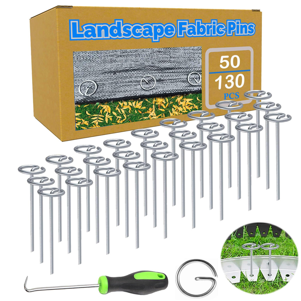 TeegRoow 6-inch galvanized landscape stake anchors weed fabric securely in a garden