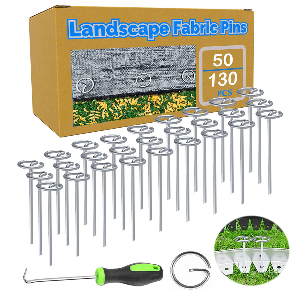 TeegRoow 6-inch galvanized landscape stake anchors weed fabric securely in a garden