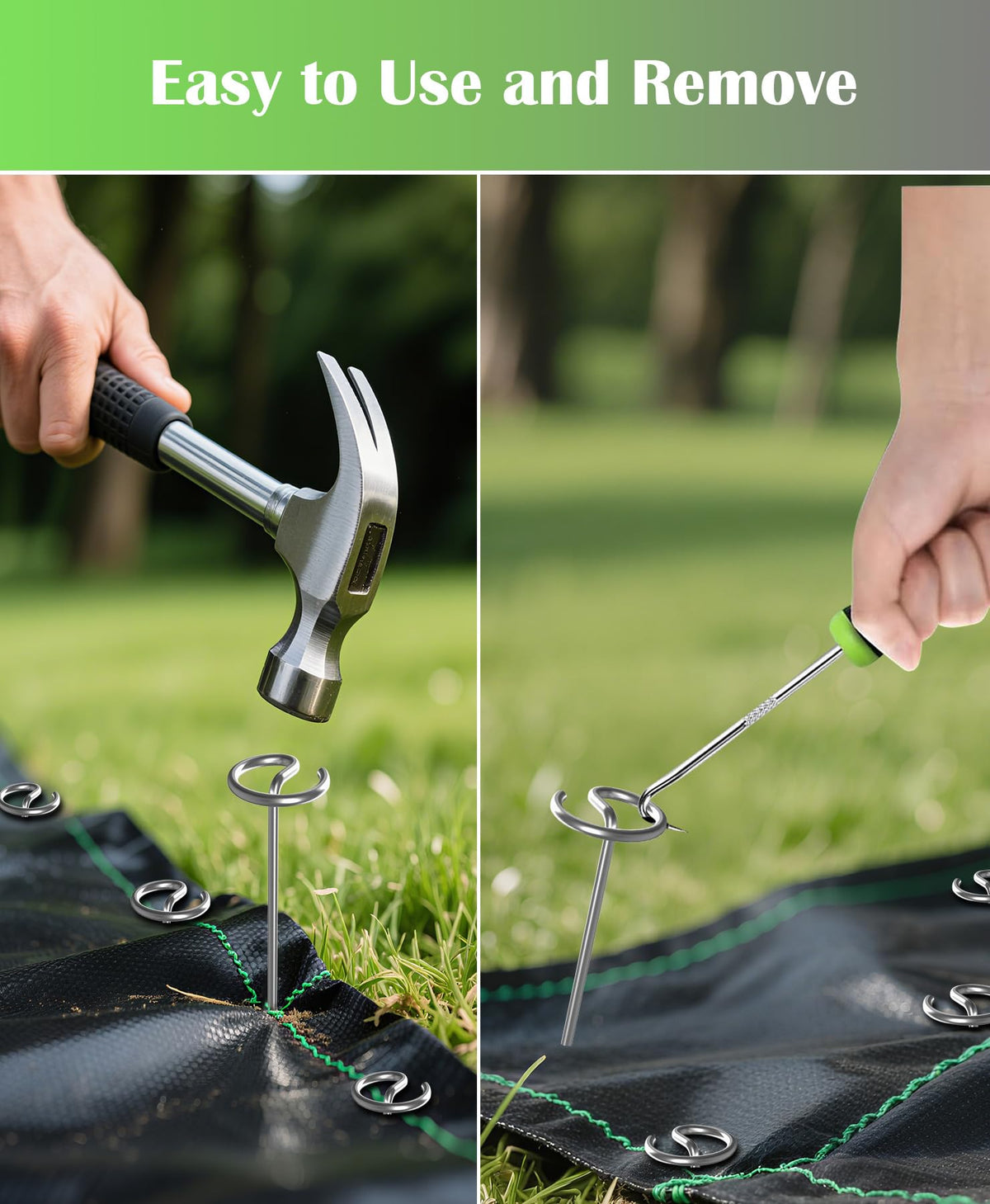 TeegRoow dome-top landscape stake with large contact area for easy installation