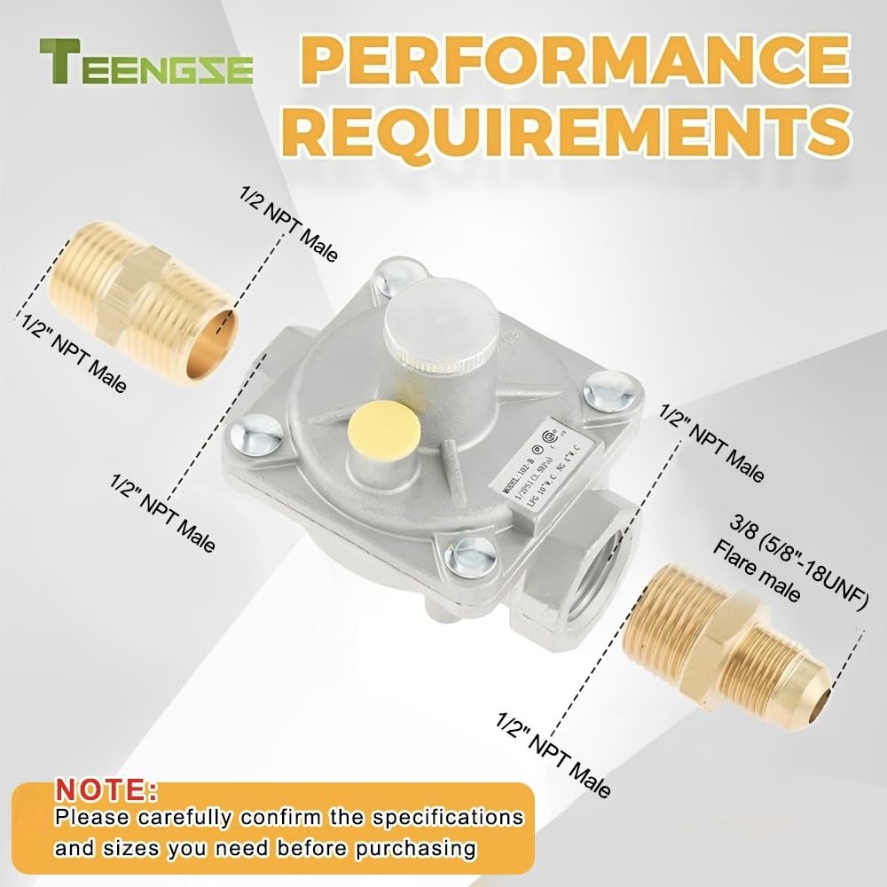 TEENGSE brass adapters detail for 1/2-inch NPT conversions.
