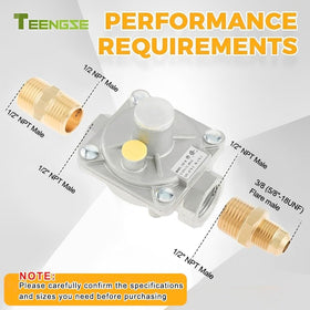 TEENGSE brass adapters detail for 1/2-inch NPT conversions.