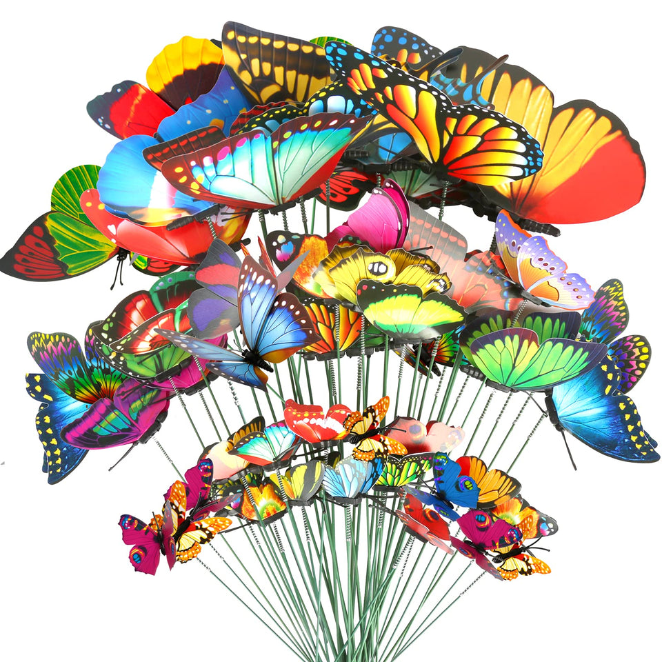 Teenitor 40-piece butterfly garden stakes for colorful outdoor display.