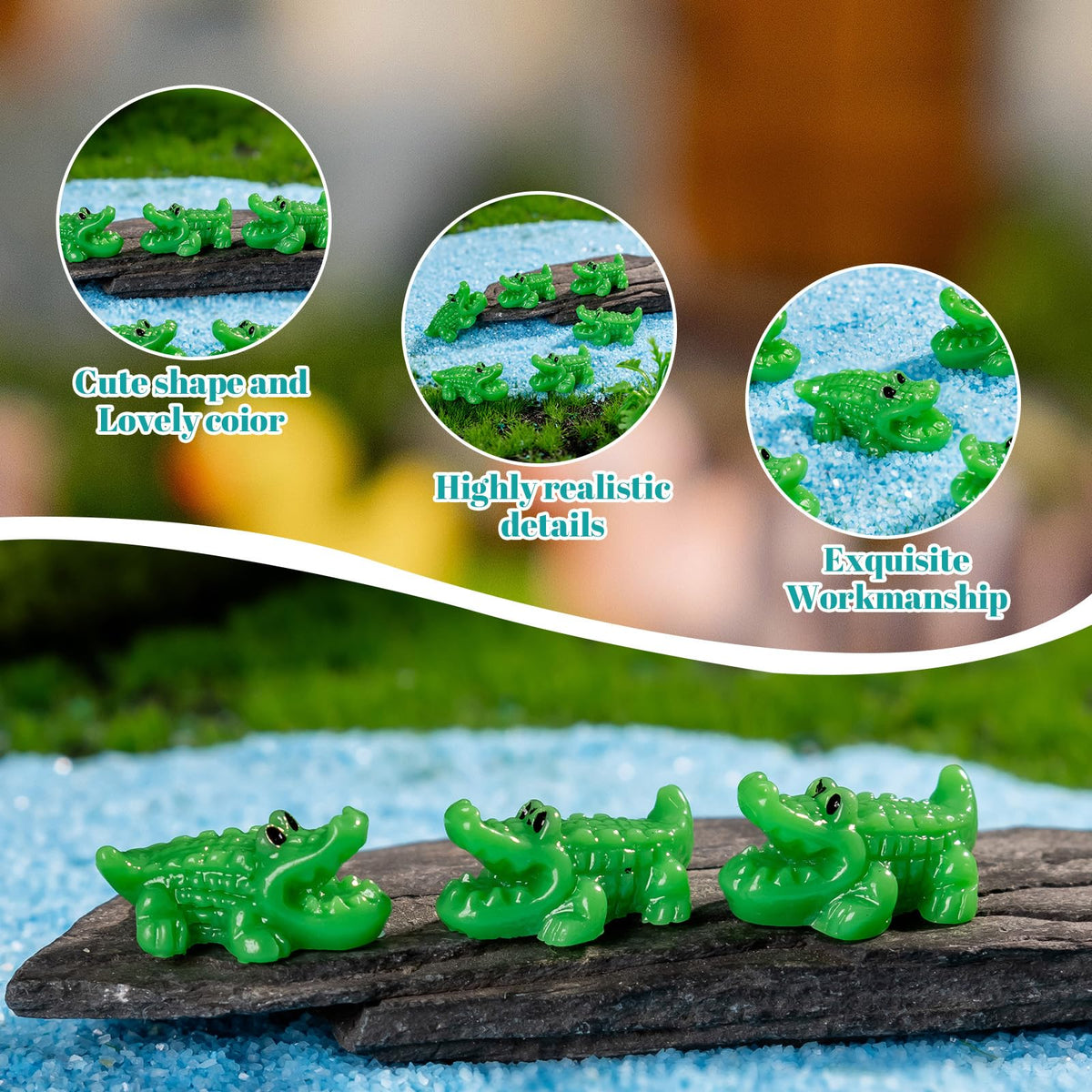 Teenzee crocodile figures for miniature garden and craft embellishments