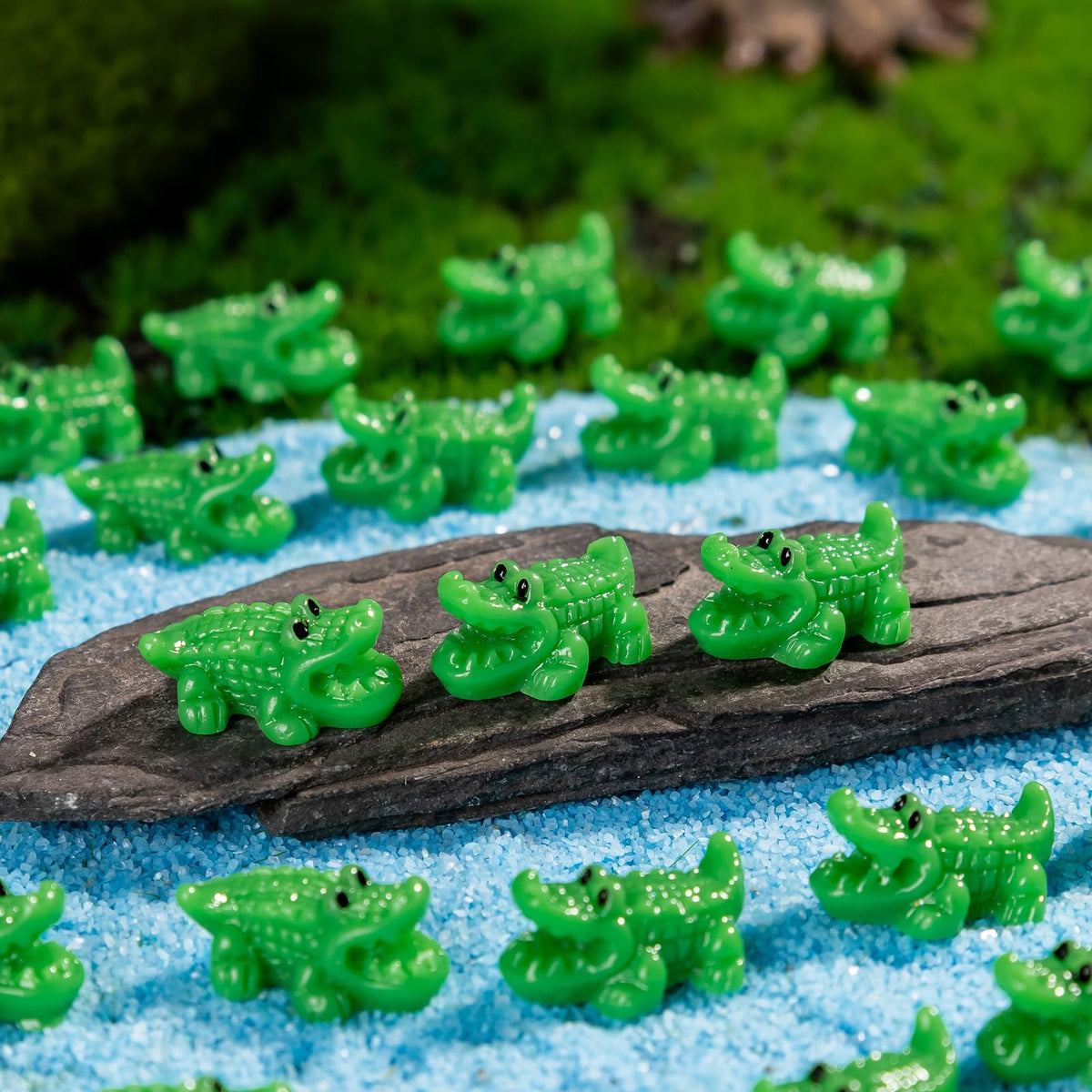 Cute mini crocodile figurines by Teenzee perfect for DIY projects and fairy gardens