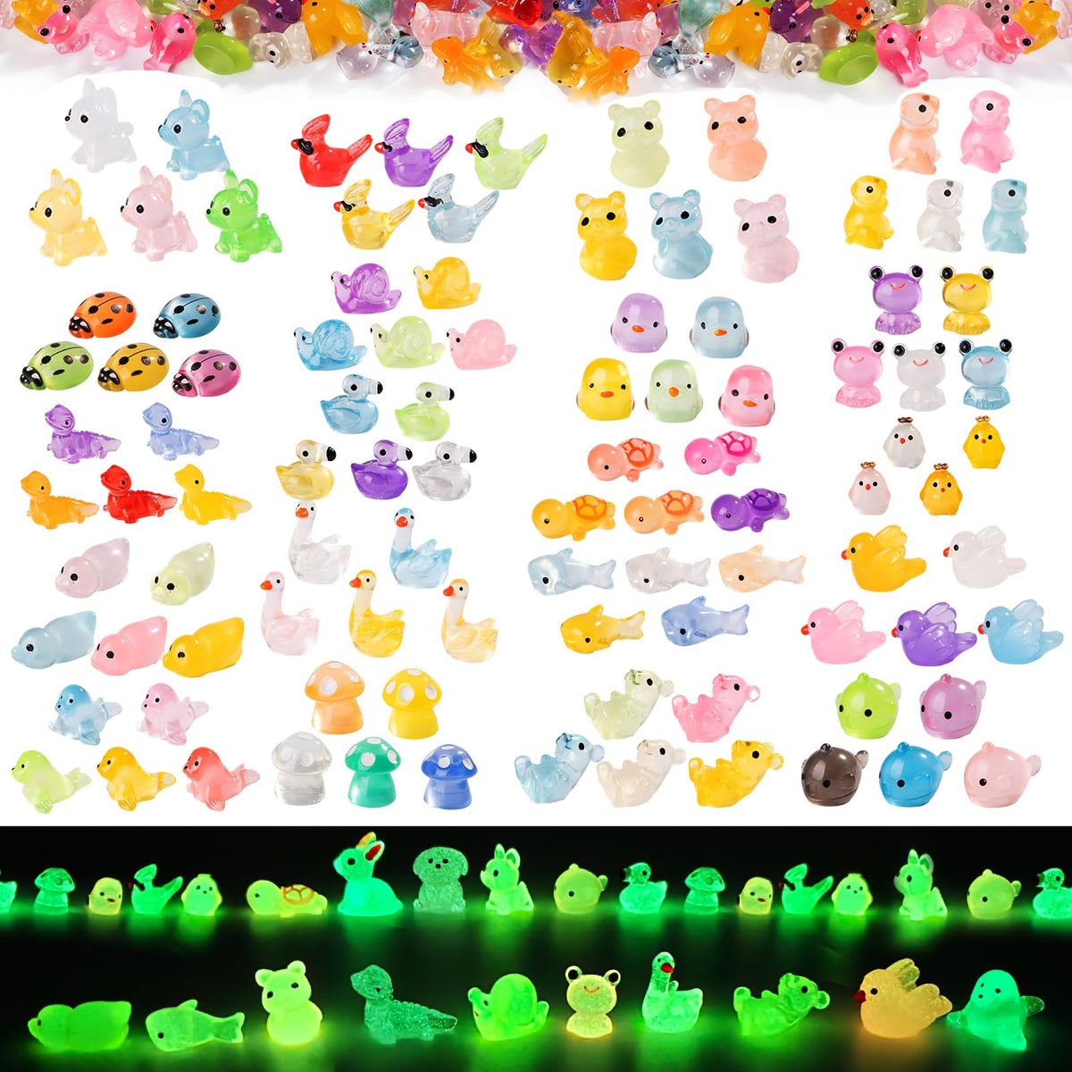 Teenzee luminous mini resin animals for fairy garden decor and crafts
