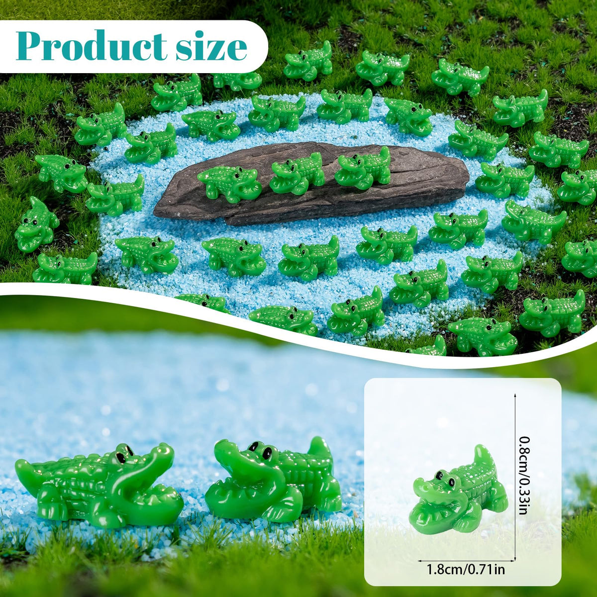 Teenzee mini resin crocodile ornaments suitable for desktop decor and small landscapes