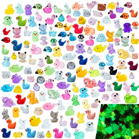 Teenzee mini resin animals collection for compact storage in a portable box.