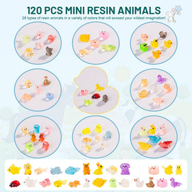 Assorted Teenzee mini resin animals offer glossy finishes for creative DIY crafts