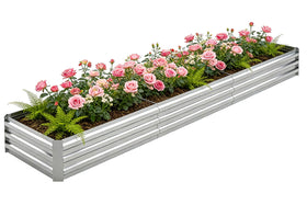 Tegarbed galvanized raised bed showing 10x2ft footprint for vegetables and flowers.