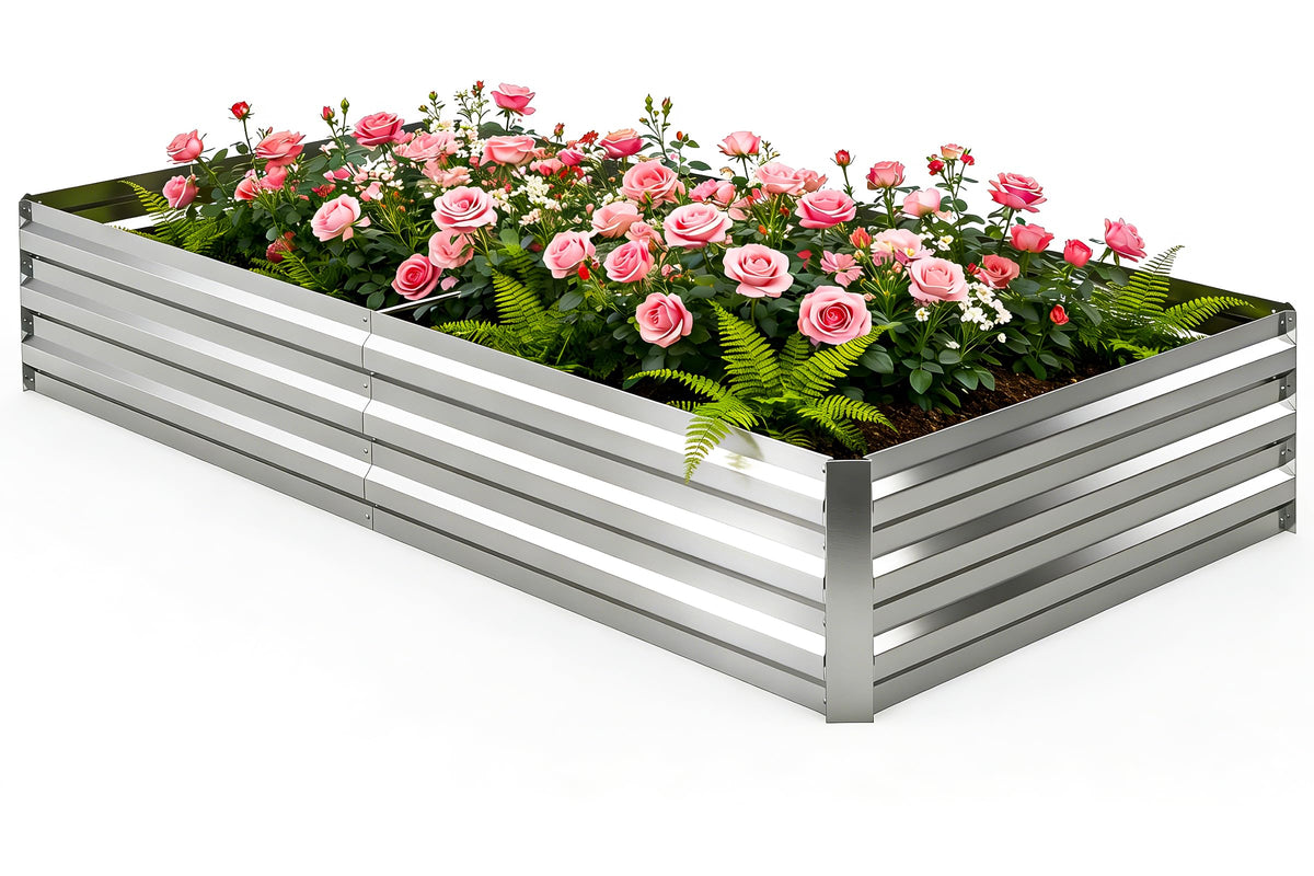 Tegarbed 6x3ft raised garden bed on patio offers ample growing space.
