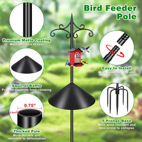 Tegarbed 88-inch adjustable bird feeder pole shows height options.