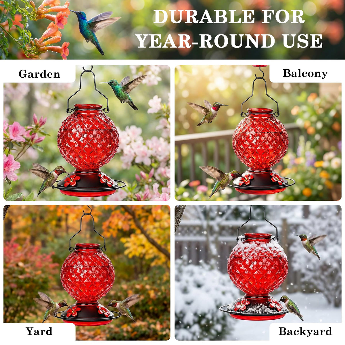 Tegarbed BPA-free base hummingbird feeder for safe nectar storage