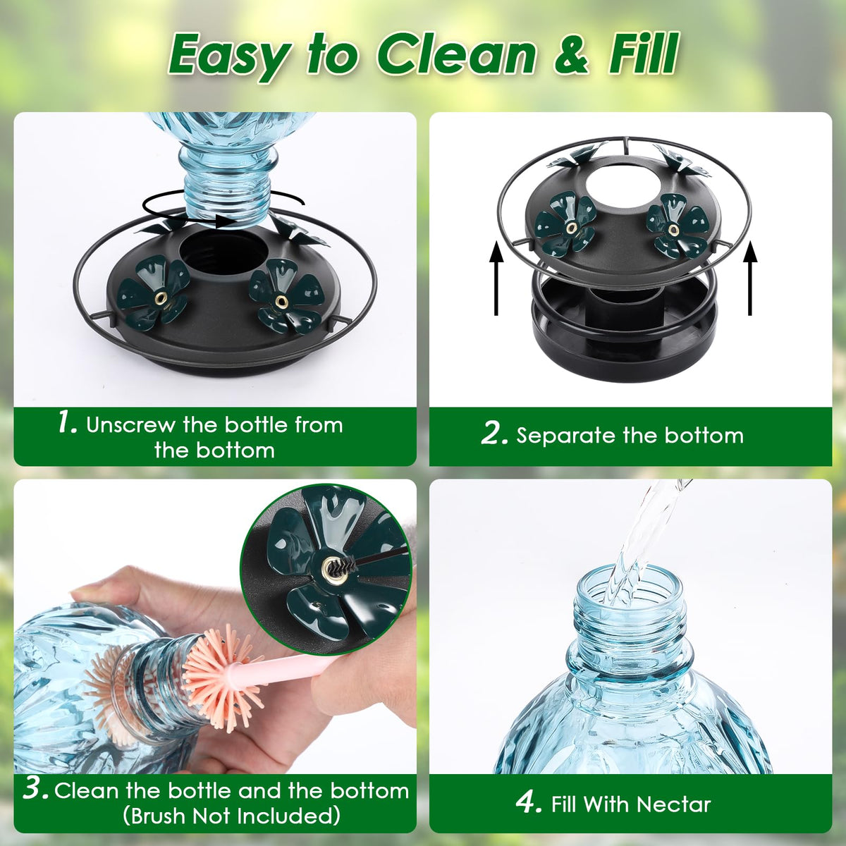 Tegarbed easy-clean design simplifies rinse and refill tasks.