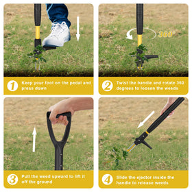 Tegarbed ergonomic long D-handle reduces bending and strain during weeding