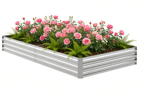 Tegarbed galvanized raised bed with open-bottom drainage promoting healthy roots