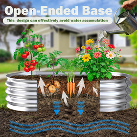 Garden setup with Tegarbed bed on a lawn and patio