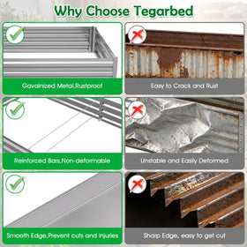 Tegarbed galvanized steel planter with durable rust-resistant finish