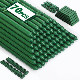 Tegarbed garden stakes 16-inch line provides sturdy tomato support and easy soil insertion.
