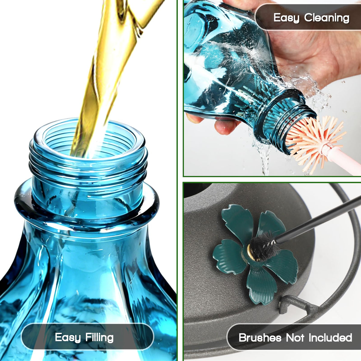 Tegarbed glass hummingbird feeder with 24oz capacity for longer viewing without refills.