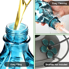 Tegarbed glass hummingbird feeder with 24oz capacity for longer viewing without refills.