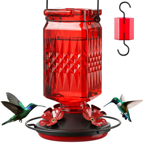 Tegarbed glass hummingbird feeder with flower ports attracts hummingbirds
