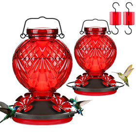 Tegarbed glass hummingbird feeder for outdoor hanging, durable and decorative