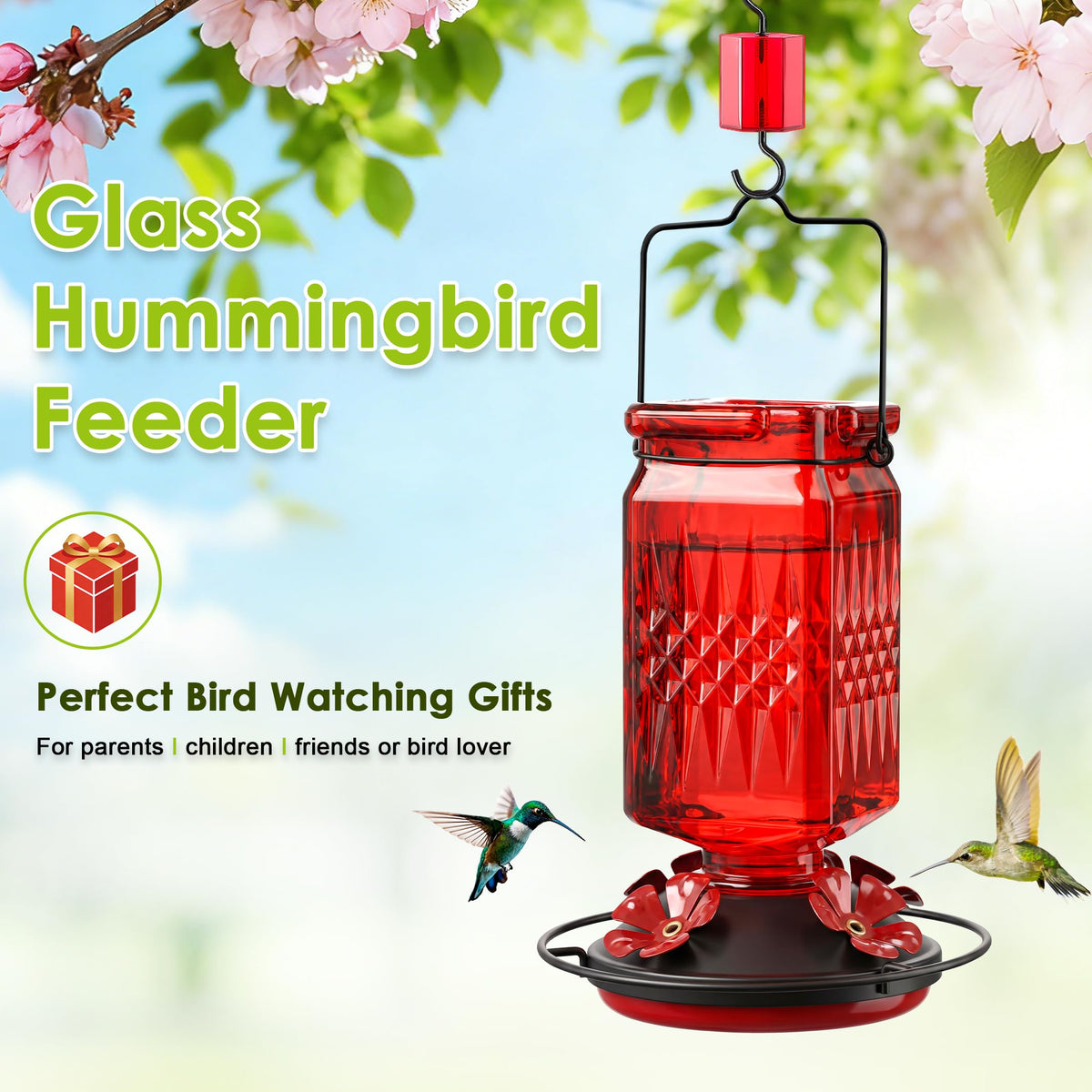 Tegarbed hanging loop design supports versatile placements on trees or patios.