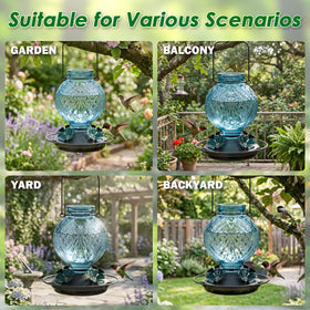 Tegarbed hanging loop enables easy outdoor placement.