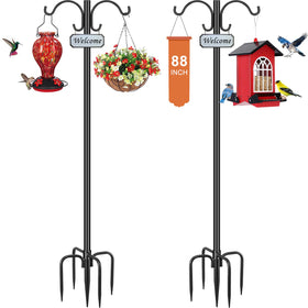 Tegarbed heavy-duty double shepherd hook for outdoor use with 1in diameter and 5-prong base.