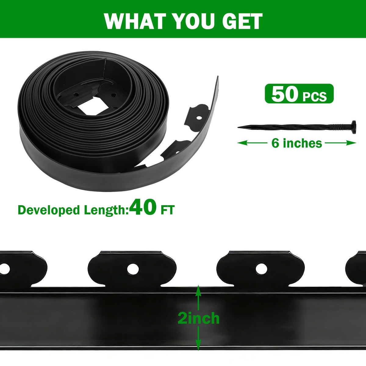 Tegarbed Heavy-Duty Plastic Edging demonstrates sturdy, flexible border for curved beds.
