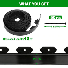 Tegarbed Heavy-Duty Plastic Edging demonstrates sturdy, flexible border for curved beds.