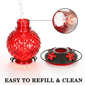 Tegarbed hummingbird feeder with built-in ant moat for outdoor setups