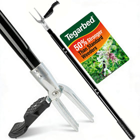 Tegarbed stand up weed puller with 4-claw head for easy weed removal.