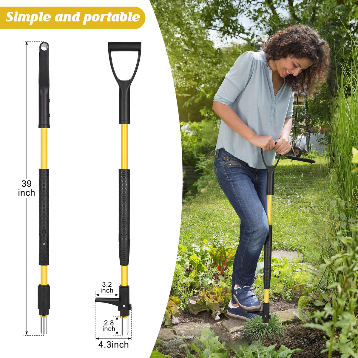 Tegarbed stand-up weed puller in action for effortless root grab and extraction