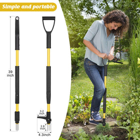 Tegarbed stand-up weed puller in action for effortless root grab and extraction