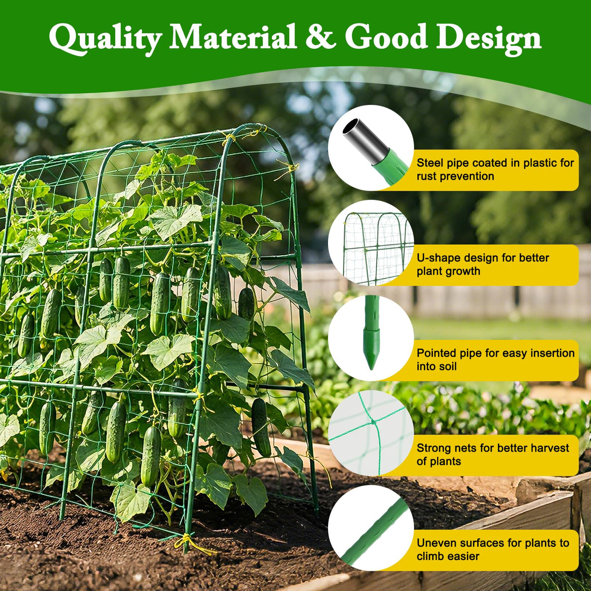 Tegarbed steel-core plastic-coated frame resists rust and weathering across seasons