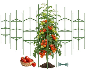 Tegarbed tomato cage with steel core and rust-resistant coating for durable garden support.