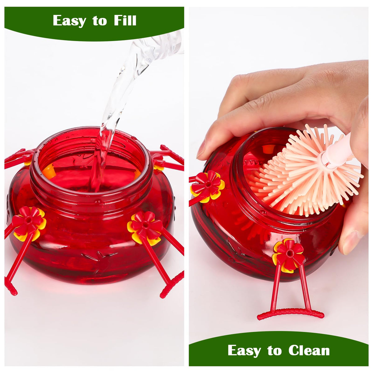 Top-fill wide-mouth design of the Tegarbed feeder for easy refills and cleaning.