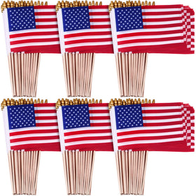 Tegeme mini US flags on sticks for easy event distribution.
