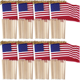 Tegeme 150-pack small American flags on sticks for events and decor.