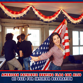 Tegeme LED bunting for 4th of July patio display.