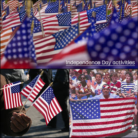 Tegeme patriotic flag on stick, 5x8, bright accent for July 4th celebrations.
