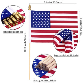 Tegeme usa flag on stick, 5x8 inches, durable for outdoor events.