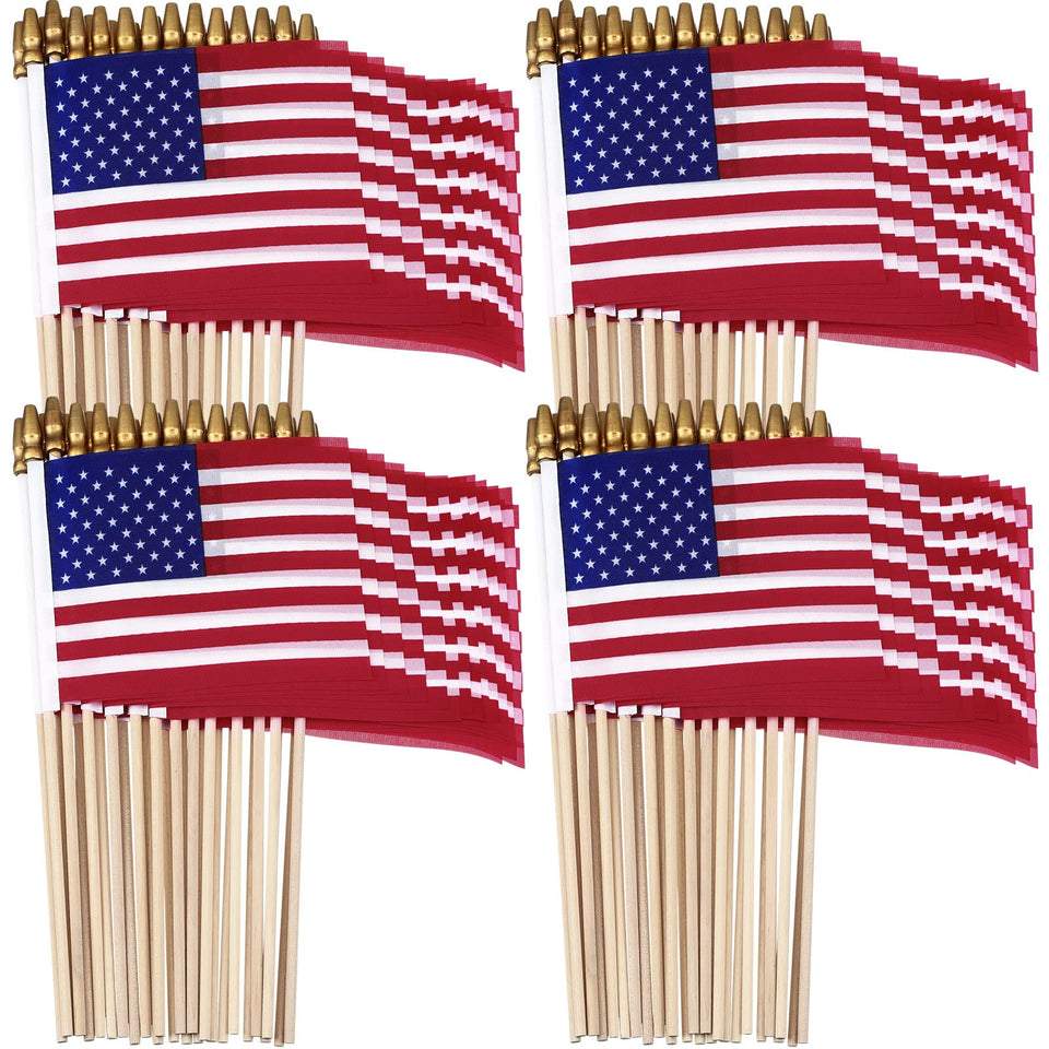 Tegeme small American flag on a stick, 5x8 inches, ideal for parades and decor.